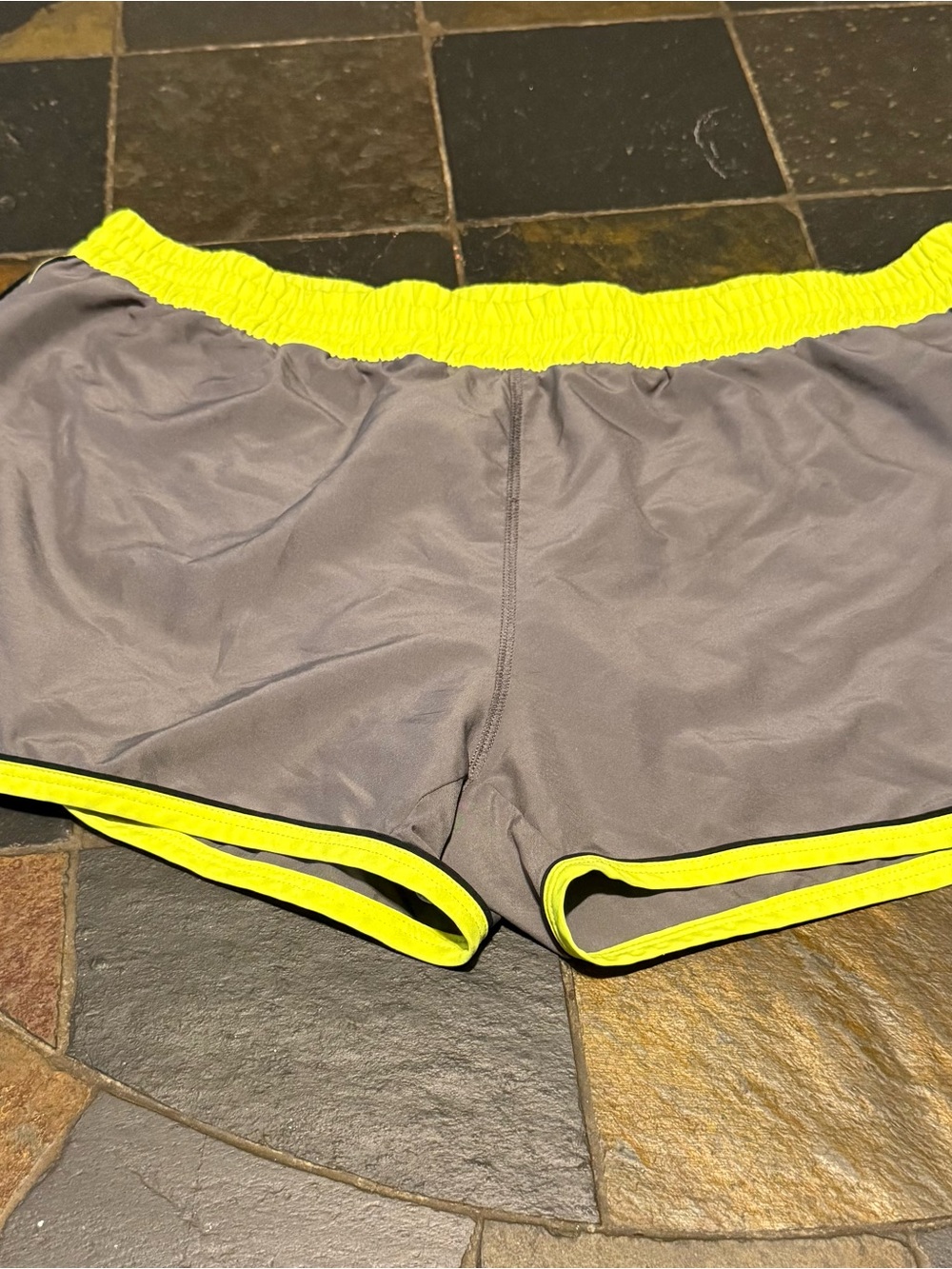 Under Armour Gray Athletic Shorts with Neon Yellow Trim